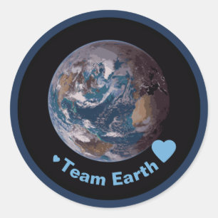 "Team Earth" Blue Marble Classic Round Sticker
