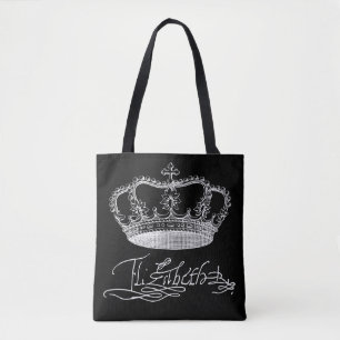 Team Elizabeth - The Queen's Signature and Crown Tote Bag