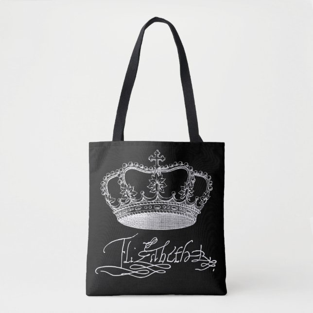 Team Elizabeth - The Queen's Signature and Crown Tote Bag (Front)