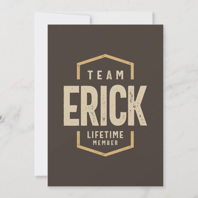 Team Erick Lifetime Member Personalised Name Invitation (Front)