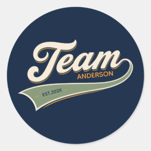 Team family gathering cold sport logo classic round sticker