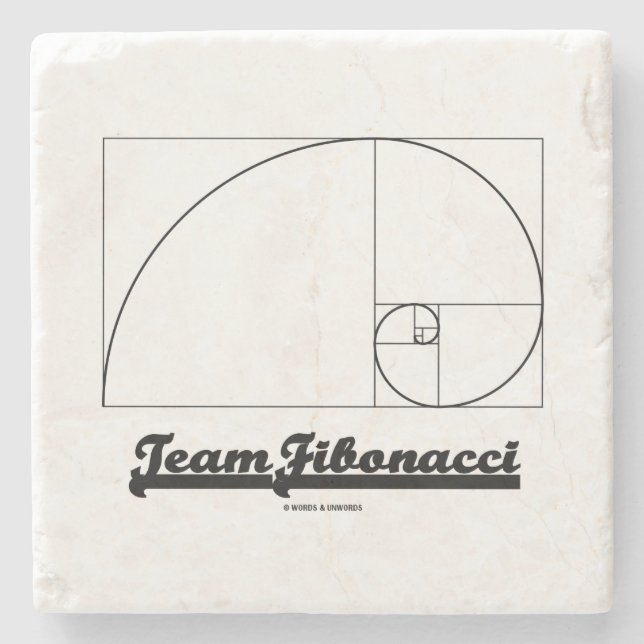 Team Fibonacci (Fibonacci Spiral) Stone Coaster (Front)