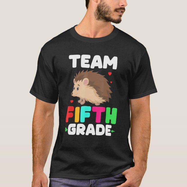 Team Fifth Grade Cute Hedgehogs Matching Students  T-Shirt (Front)