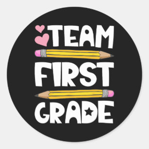 Team First Grade Fun 1st Byck To School Teacher St Classic Round Sticker