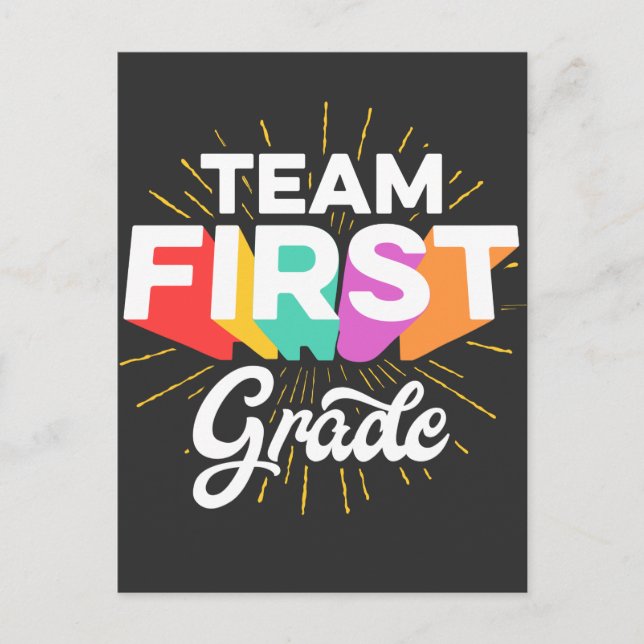 Team First Grade Kids Parents Back To School Postcard (Front)