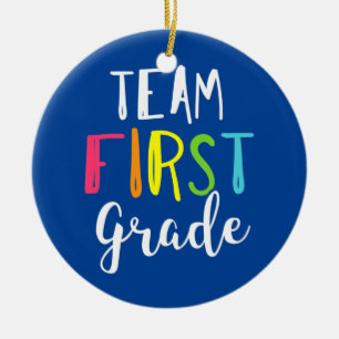 Team First Grade Teacher Back To School Kids Gift Ceramic Ornament