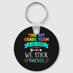 Team First Grade We Stick 100 Days Of School Kinde Key Ring