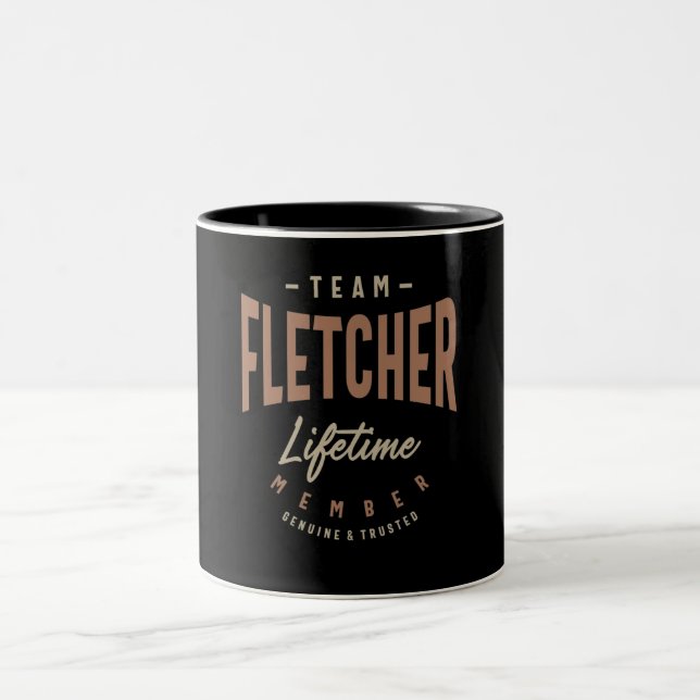 Team Fletcher Lifetime Member Personalised Name Two-Tone Coffee Mug (Center)