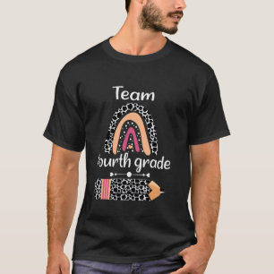 Team Fourth Grade Squad Teacher Cow Print Pattern T-Shirt