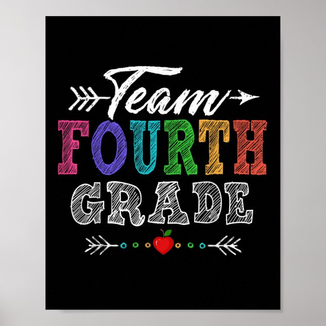 Team Fourth Grade Teacher Student Funny Back To Sc Poster (Front)