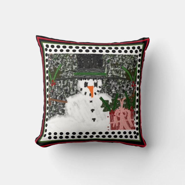 Team Fran Snowman black design Cushion (Front)