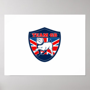 Team GB English bulldog British sports team shield Poster