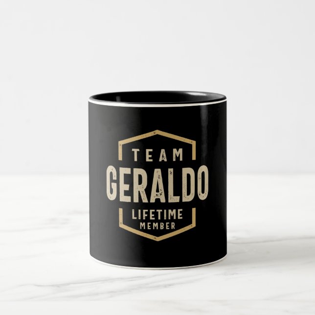Team Geraldo Lifetime Member Personalised Name Two-Tone Coffee Mug (Center)
