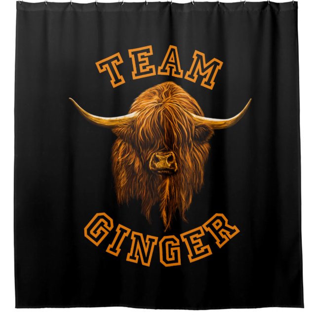 Team Ginger Highland Cow Shower Curtain (Front)