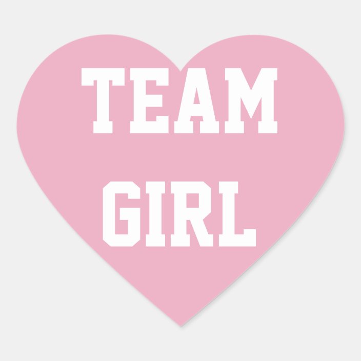 TEAM GIRL Baby reveal Sticker, Baby Shower Heart Sticker | Zazzle.com.au