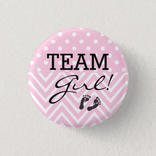 Team Girl Baby Shower Pink 3 Cm Round Badge