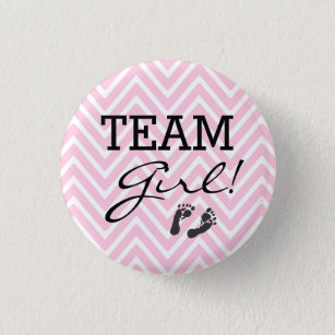 Team Girl Baby Shower Pink Chevron 3 Cm Round Badge