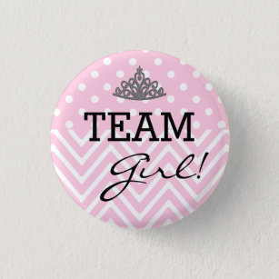 Team Girl Baby Shower Polka Dot Chevron 3 Cm Round Badge