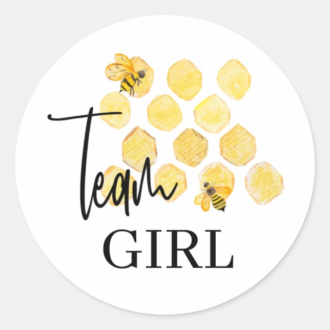 Team Girl Bee Theme Gender Reveal Stickers (Front)
