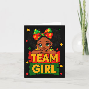 Team Girl Black Kids Gender Reveal Baby Announceme Card