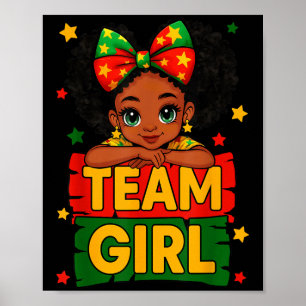 Team Girl Black Kids Gender Reveal Baby Announceme Poster