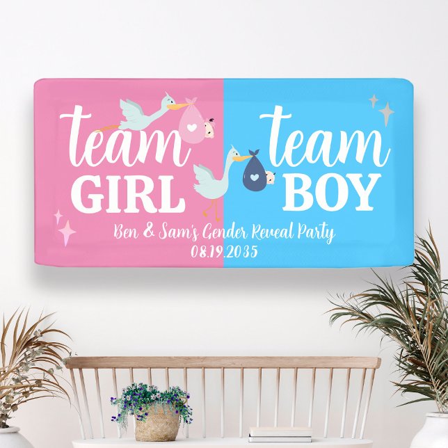 Team Girl Boy Pink Blue Gender Reveal Party Custom Banner (Team Girl Boy Pink Blue Gender Reveal Party Custom Banner
)