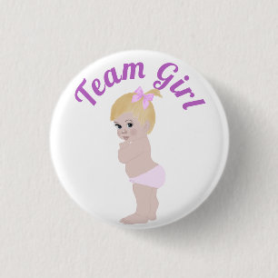 "Team Girl" Cute Baby Gender Reveal 3 Cm Round Bad Badge