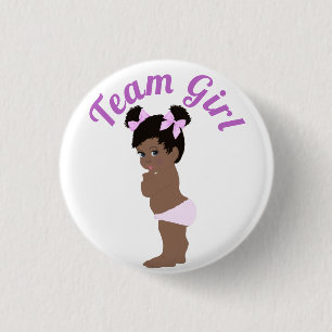 "Team Girl" Cute Baby Gender Reveal 3 Cm Round Badge