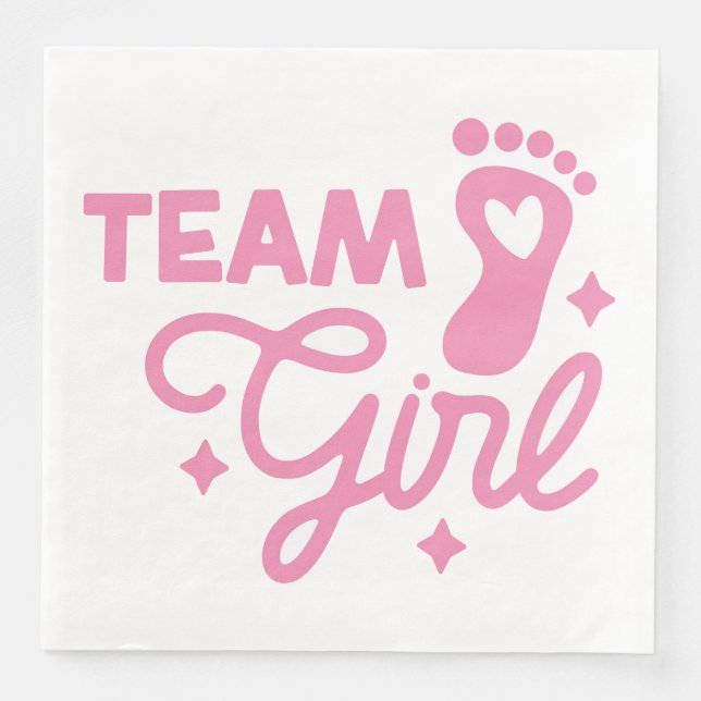Team Girl Cute Girl Baby Shower Paper Napkin (Front)