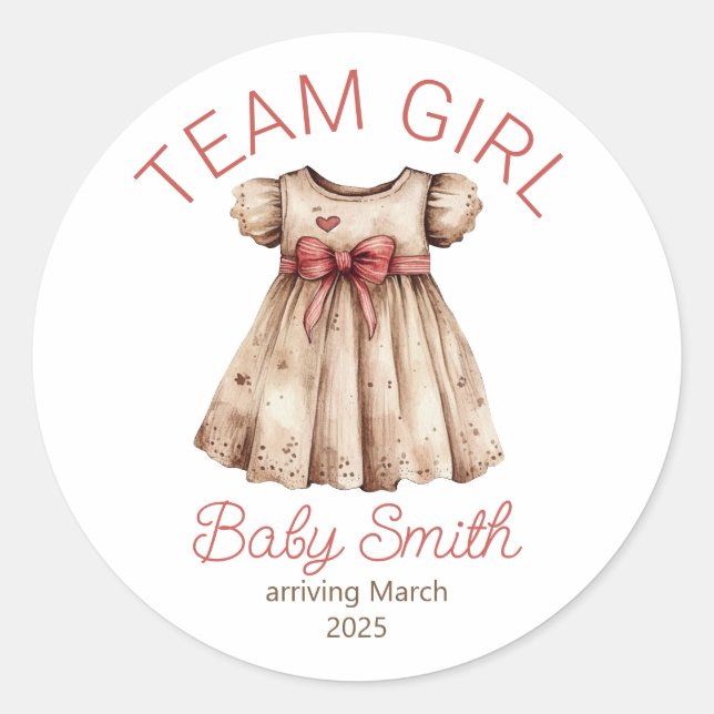 Team Girl gender reveal Christmas baby sticker (Front)