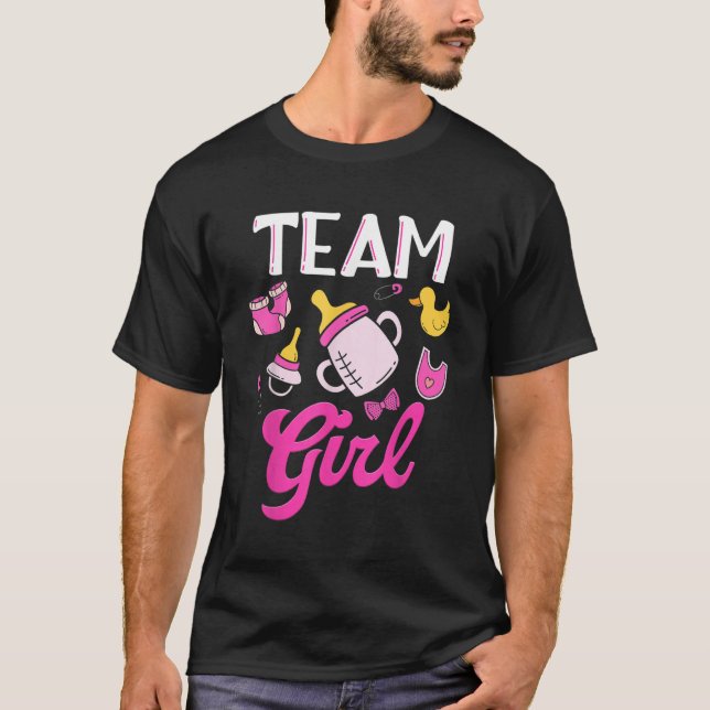 Team Girl Gender Reveal Party Baby Shower Matching T-Shirt (Front)