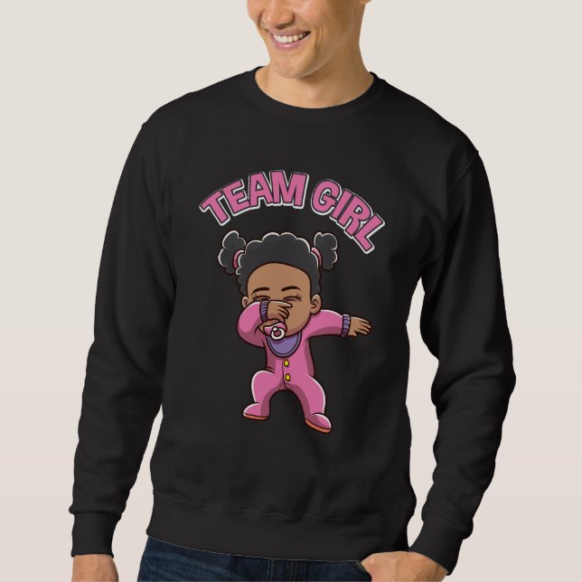 Team Girl Gender Reveal Party Dabbing Black Baby Sweatshirt (Front)