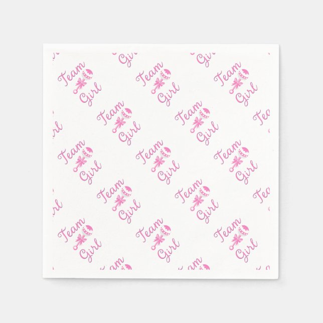Team Girl Gender Reveal Party Gear Napkin (Front)