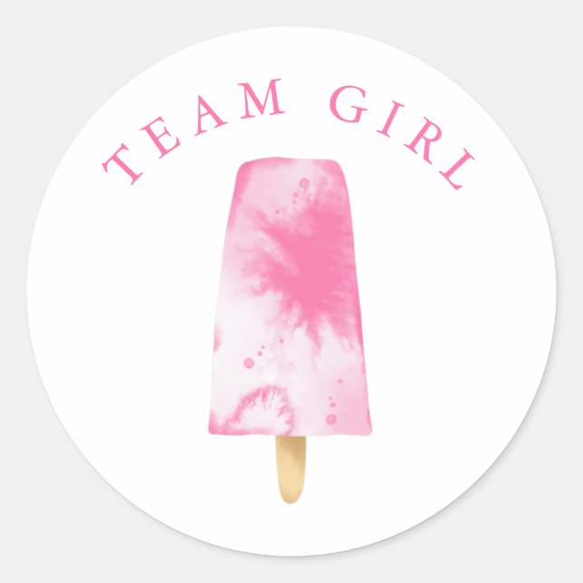 Team Girl Gender Reveal Party Vote Classic Round Sticker (Front)