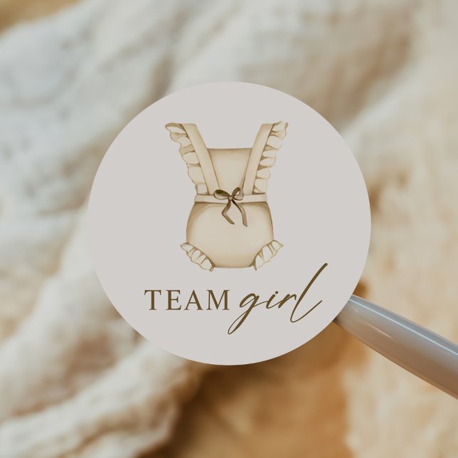 Team Girl Gender Reveal Party Vote Classic Round Sticker (Creator Uploaded)
