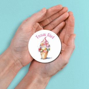 Team Girl Gender Reveal Party Vote Ice Cream  Classic Round Sticker