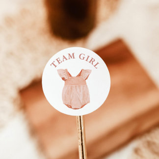 Team Girl Gender Reveal Party Vote Sticker