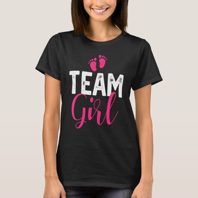 Team Girl Gender Reveal Pregnancy Announcement Bab T-Shirt (Front)