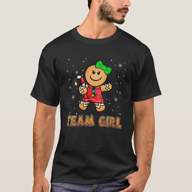 Team Girl Gingerbread Christmas Gender Reveal Baby T-Shirt (Front)