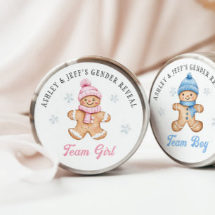 Team Girl Gingerbread Gender Reveal Party Classic Round Sticker