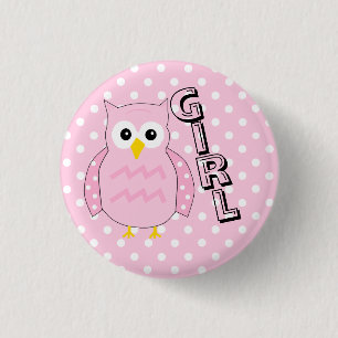 Team Girl Owl Baby Shower Game 3 Cm Round Badge