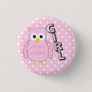 Team Girl Owl Baby Shower Game 3 Cm Round Badge