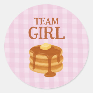 Team Girl Pancake Brunch Theme Gender Reveal Classic Round Sticker