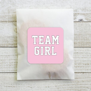 Team Girl Pink Baby Gender Reveal Party Square Sticker