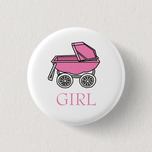 Team Girl Pink Baby Stroller Gender Reveal 3 Cm Round Badge (Front)
