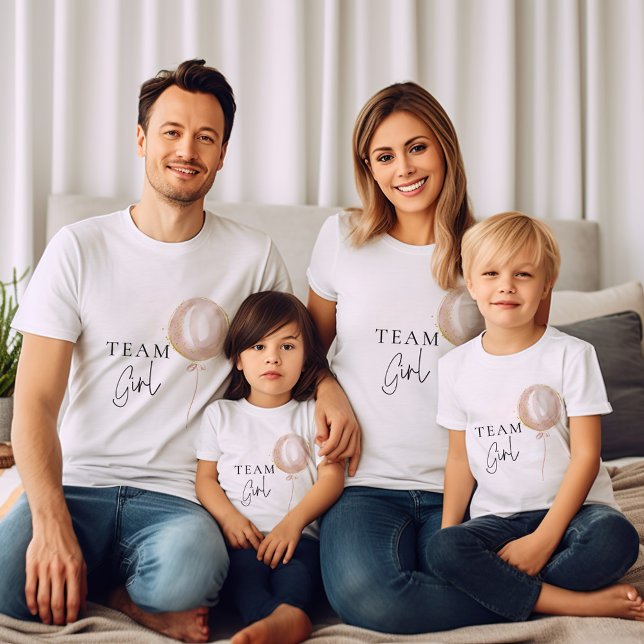 Team Girl Pink Balloon Gender Reveal Family T-Shirt (Creator Uploaded)
