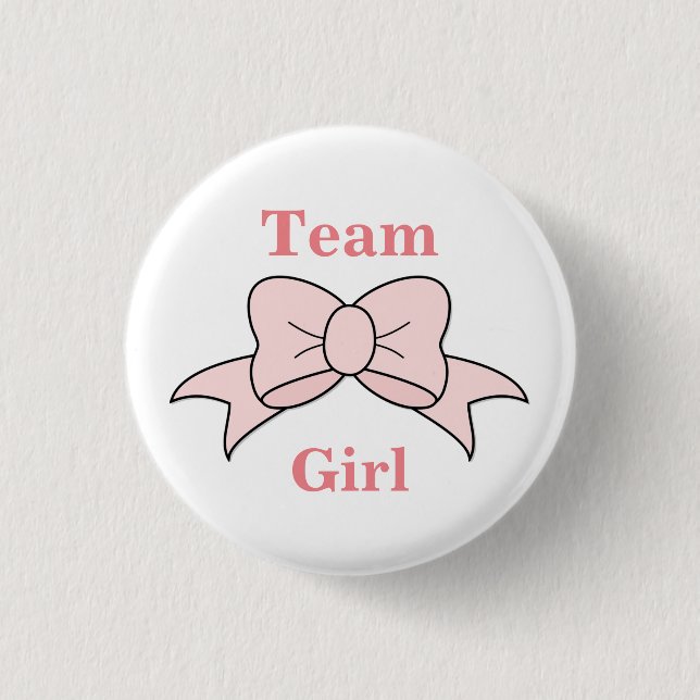 Team Girl Pink Bow Gender Reveal  3 Cm Round Badge (Front)