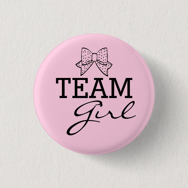 Team Girl Pink Gender Reveal Game Baby Shower 3 Cm Round Badge (Front)