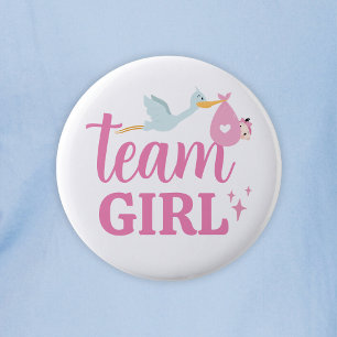 Team Girl Pink Gender Reveal Party 6 Cm Round Badge