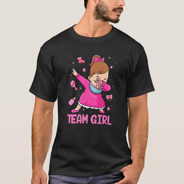 Team Girl Pink Gender Reveal Party Baby Announceme T-Shirt (Front)